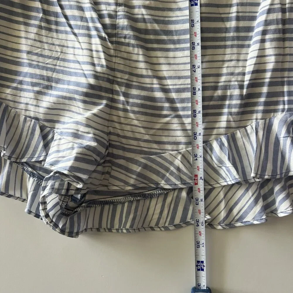 BB Dakota Womens Size 10 Romper Colleen One Shoulder Striped Blue White Ruffles - Picture 10 of 10